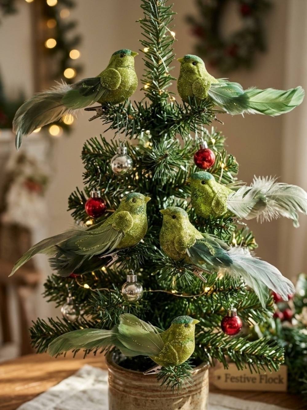 Vintage velour and feather birds
Clip onto Christmas tree branches
Set of 7